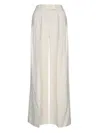 Brunello Cucinelli Fluid Linen Twill Double Pleat Wide Leg Trouser In White