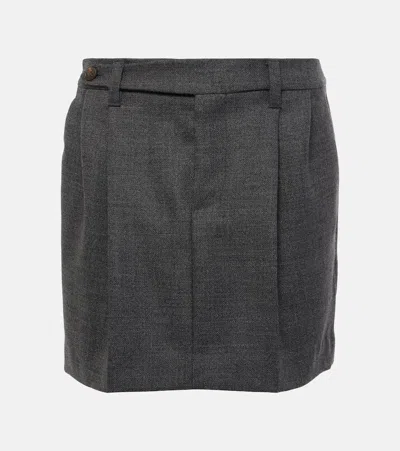 Brunello Cucinelli Tailored Virgin Wool Miniskirt In Grey