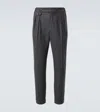 Brunello Cucinelli Tapered Pleated Virgin Wool Trousers In Blue