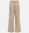 Brunello Cucinelli Pleated Wide-leg Cotton Pants In Mou