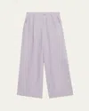 Brunello Cucinelli Pleated Wide Leg Hemp Linen Gabardine Trousers In Purple Ash