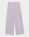 Brunello Cucinelli Pleated Wide Leg Hemp Linen Gabardine Trousers In Purple Ash