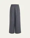 Brunello Cucinelli Pleated Wide-leg Linen Pull-on Trackpants In C433 Dark Grey
