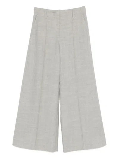 Brunello Cucinelli Pleated Wide-leg Trousers In Gray