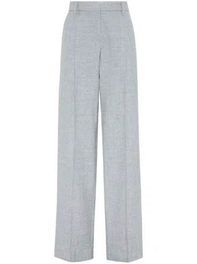 Brunello Cucinelli Pleated Wide-leg Trousers In Gray
