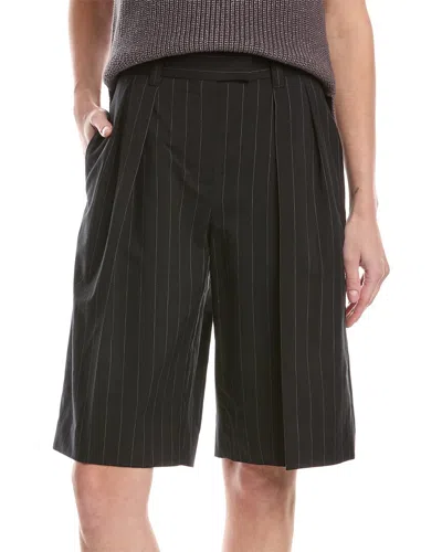 Brunello Cucinelli Pleated Wool-blend Short In Black