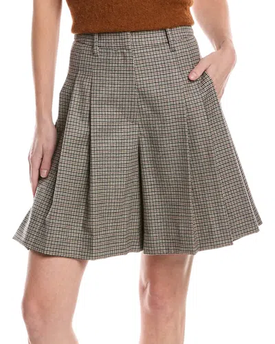 Brunello Cucinelli Pleated Wool-blend Short In Brown