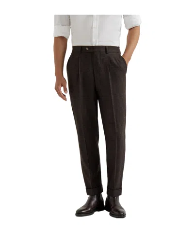 Brunello Cucinelli Pleated Wool-cashmere Blend Trousers In Black