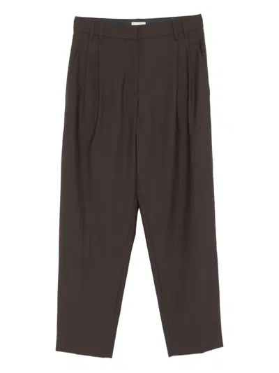 Brunello Cucinelli Pleated Wool Straight Trousers In Green