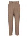 Brunello Cucinelli Pleated Wool Trousers In Brown