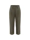Brunello Cucinelli Pleated-detail Turn-up Trousers In Green