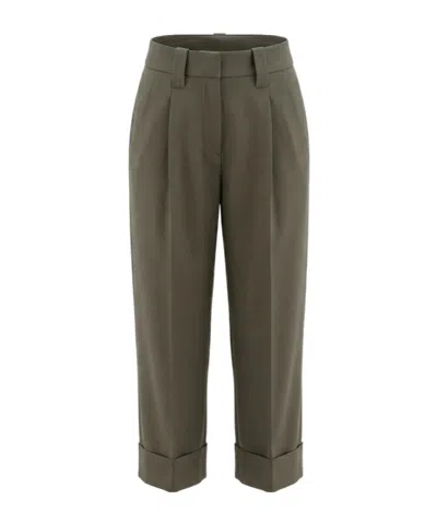BRUNELLO CUCINELLI PLEATED-DETAIL TURN-UP TROUSERS
