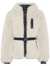 Brunello Cucinelli Belted Waist Hooded Quilted Down Jacket In White