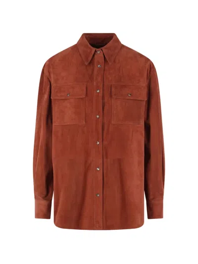 Brunello Cucinelli Pocket Button Suede Jacket In Brown