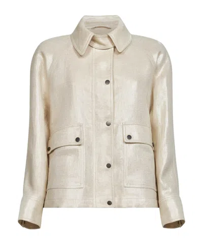 Brunello Cucinelli Long-sleeved Casual Jacket In White