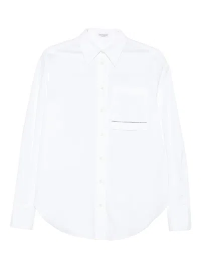 Brunello Cucinelli Cotton Popeline Shirt In White