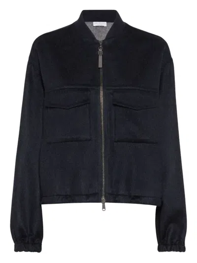 Brunello Cucinelli Pocket-detail Zip-front Jacket In Black