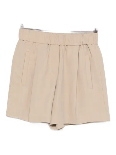 Brunello Cucinelli Linen Blend Shorts Pleats Pockets Back In Neutral