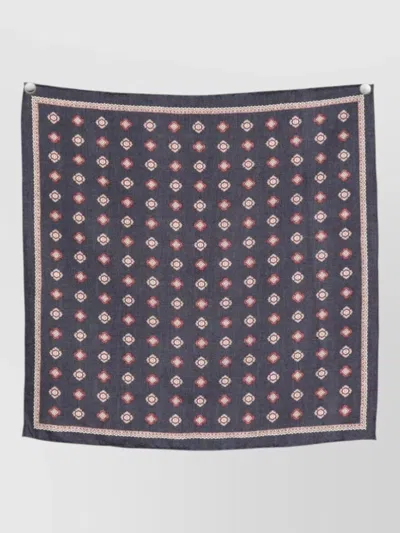 Brunello Cucinelli Pocket Square Scarf Patterned Lightweight Design In Blue