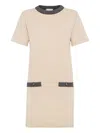 Brunello Cucinelli Pocket Trim Mini Dress In Neutral