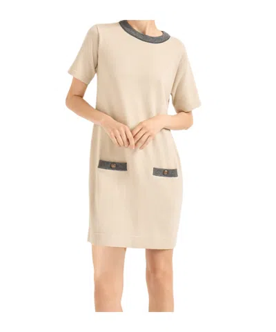 Brunello Cucinelli Pocket Trim Mini Dress In Gold