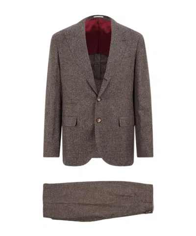 Brunello Cucinelli Pocket Two-button Suit In Brown