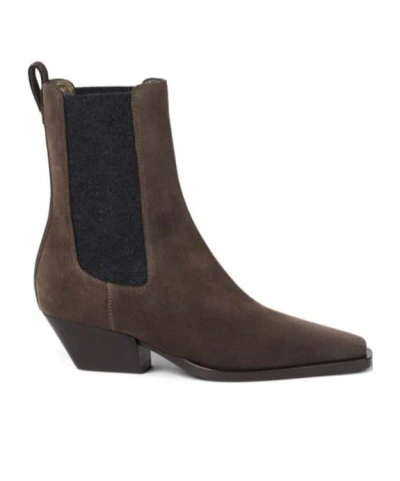 Brunello Cucinelli Pointed Ankle Boots In Brown