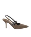 Brunello Cucinelli Monili-chain Slingback Pumps In Brown