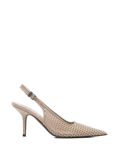 Brunello Cucinelli Pointed Perforated Sneakers In Neutral