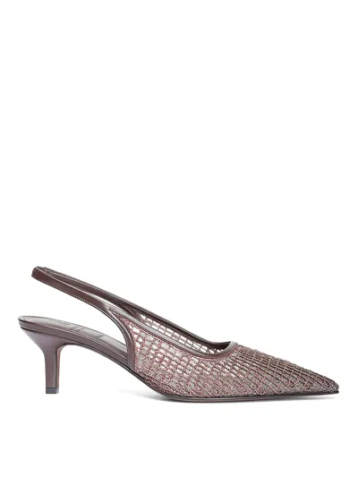 Brunello Cucinelli Pointed Sling Back Medium Heel In Transparent