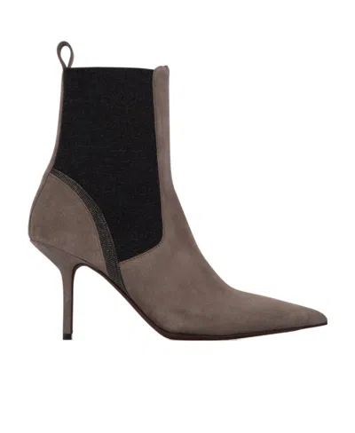 Brunello Cucinelli Pointed Toe Ankle Boots In Black