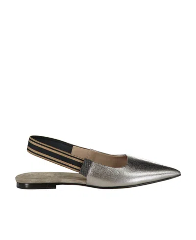 Brunello Cucinelli Pointed-toe Flat Ballerina Shoes In Multicolor