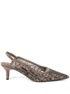 Brunello Cucinelli Glistening Abstract Embroidery City Pumps 55