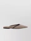 Brunello Cucinelli Chain-embellished Pointed-toe Flats In Neutral