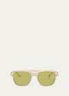 Brunello Cucinelli Polarized Acetate Aviator Sunglasses In Green