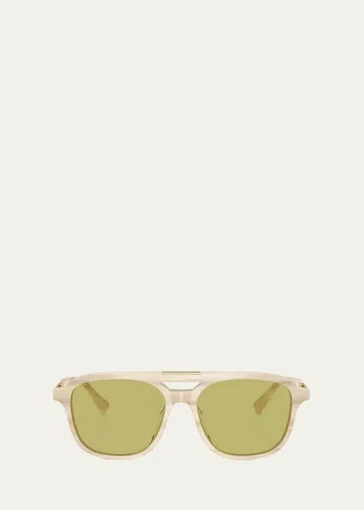 Brunello Cucinelli Polarized Acetate Aviator Sunglasses In Green