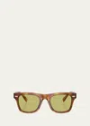 Brunello Cucinelli Polarized Acetate Square Sunglasses In Havana