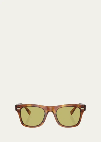 Brunello Cucinelli Polarized Acetate Square Sunglasses In Brown
