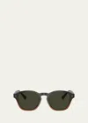Brunello Cucinelli Polarized Vintage-style Acetate Round Sunglasses In Green