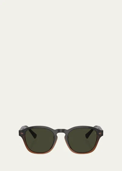 Brunello Cucinelli Polarized Vintage-style Acetate Round Sunglasses In Green
