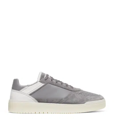 Brunello Cucinelli Polished Calfskin-suede Basket Sneakers In Gray