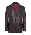 Brunello Cucinelli Polished Calfskin Tailored Jacket In Brown