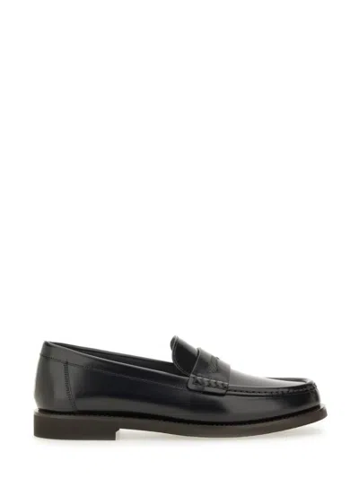 Brunello Cucinelli Polished Leather Loafer With Low Heel In Black