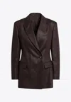 Brunello Cucinelli Women Shiny Linen Jacket With Shiny Details In Brown