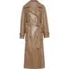 Brunello Cucinelli Polished Nappa Leather Trench With Monili In Brown