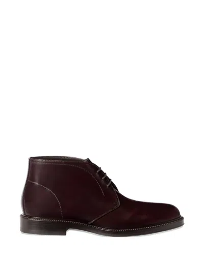 Brunello Cucinelli Polished-calfskin Chukka Boots In Multi