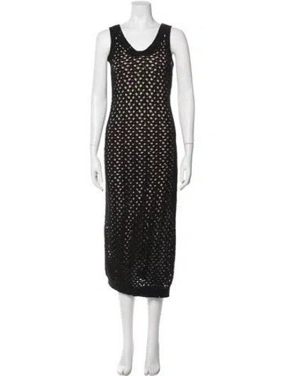 Pre-owned Brunello Cucinelli Polka Dot Print Long Dress In Black