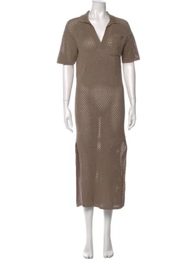 Pre-owned Brunello Cucinelli Polka Dot Print Long Dress In Neutrals
