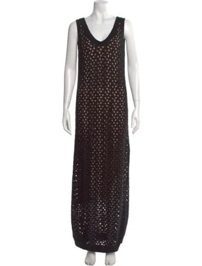 Pre-owned Brunello Cucinelli Polka Dot Print Long Dress W/ Tags In Black