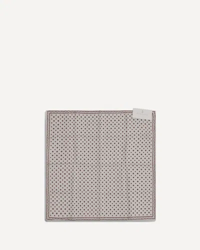 Brunello Cucinelli Polka Dot Silk Pocket Square In Gray